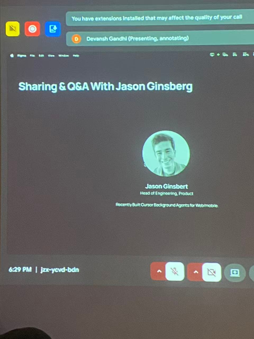 Jason Ginsberg presenting on Cursor Background Agents